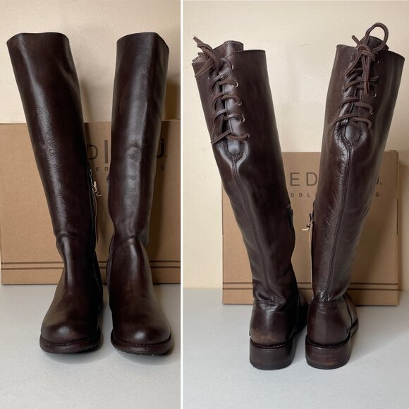 BED STU Manchester Distressed Brown Leather Tall Riding Boots BEDSTU Size 7 - Picture 2 of 16